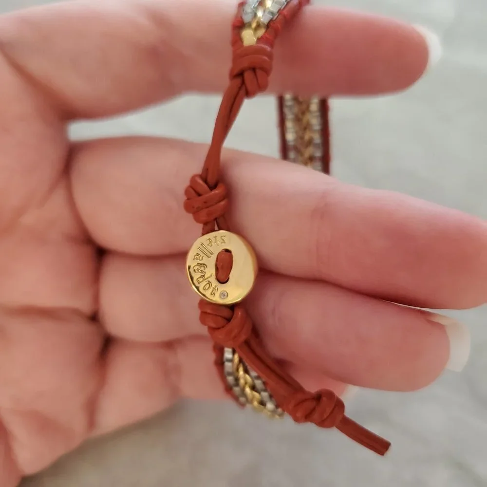 💖 Stella and Dot Braided Chain Button Toggle Box Chain Foundation Bracelet 💖 - Picture 4 of 8